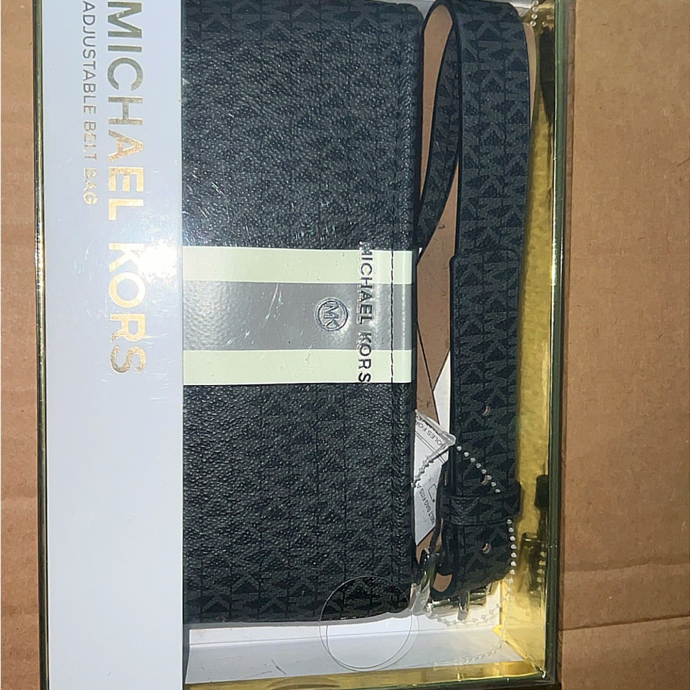 Michael Kors Black Signature Monogram Adjustable Belt Bag